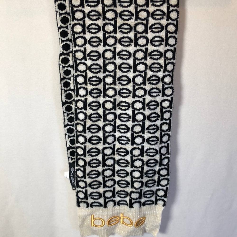 Bebe Black, White and Gold Scarf